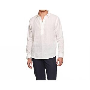 NEW ORLEBAR BROWN percy overhead linen shirt in white